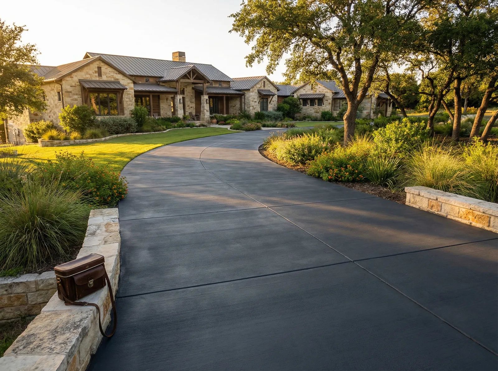 Premium concrete driveway at Texas luxury home